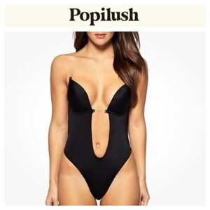 💵NWT Popilush Black Plunge Bodysuit Size XL